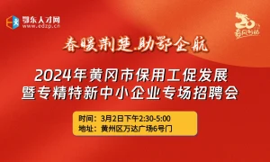 春暖荆楚·助鄂企航  2024年黄冈市保用工促发展暨专精特新中小企业专场招聘会